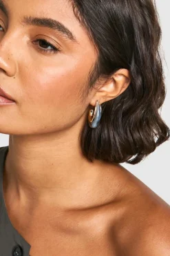 Earrings*boohoo Contract Hoop Earrings black
