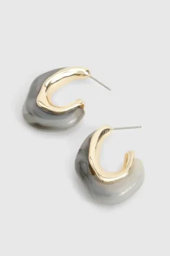Earrings*boohoo Contract Hoop Earrings black