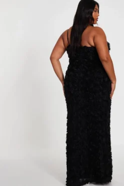 Maxi Dresses*Quiz Curve One Shoulder Floral Maxi Dress Black