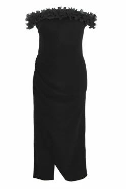 Maxi Dresses*Quiz Curve Ruffle Bardot Maxi Dress Black