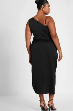 Midi Dresses*Quiz Curve Satin Midi Dress Black