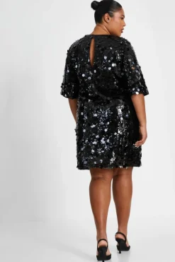 Bodycon Dresses*Quiz Curve Sequin Boxy Tunic Dress Black
