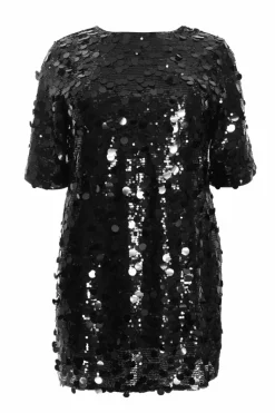 Bodycon Dresses*Quiz Curve Sequin Boxy Tunic Dress Black