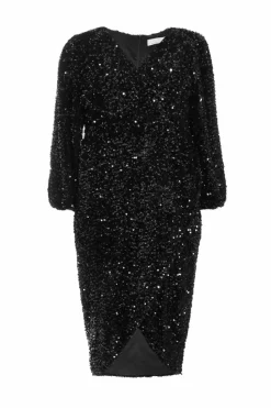 Midi Dresses*Quiz Curve Sequin Midi Dress Black