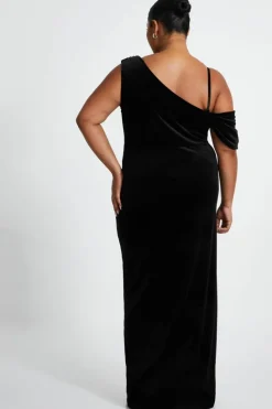 Wrap Dresses|Maxi Dresses*Quiz Curve Velvet Wrap Maxi Dress Black