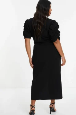 Wrap Dresses|Midi Dresses*Quiz Curve Wrap Midi Dress Black