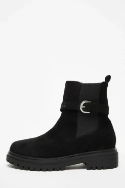 Chunky Boots*Quiz Diamante Chunky Buckle Boots Black