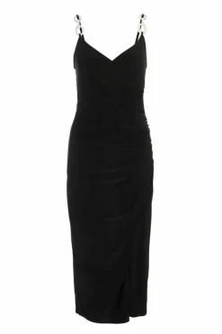 Midi Dresses*Quiz Diamante Ruched Midi Dress Black