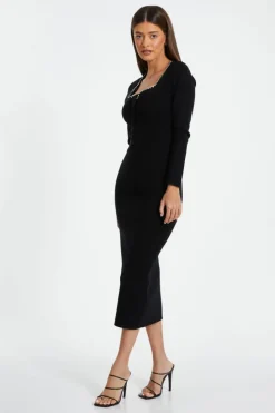 Jumper Dresses|Jumper Dresses*Quiz Diamante Trim Jumper Dress Black