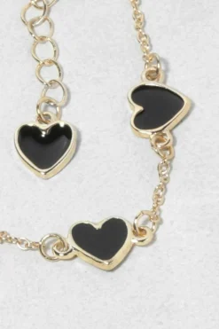 Bracelets*boohoo Enamel Scattered Heart Bracelet black
