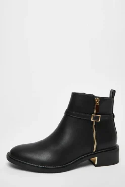 Ankle Boots*Quiz Faux Leather Ankle Boot Black