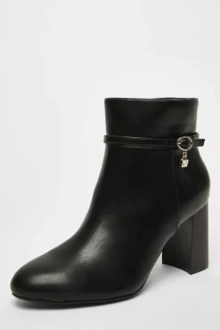 Heeled Boots|Ankle Boots*Quiz Faux Leather Heeled Ankle Boot Black