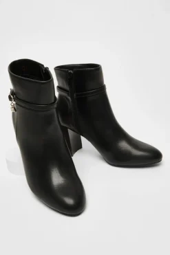 Heeled Boots|Ankle Boots*Quiz Faux Leather Heeled Ankle Boot Black