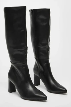 All Boots|Boots*Quiz Faux Leather Knee High Boots Black