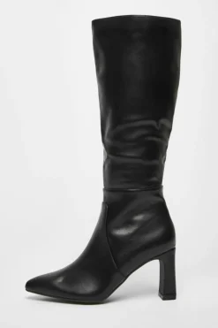 All Boots|Boots*Quiz Faux Leather Knee High Boots Black