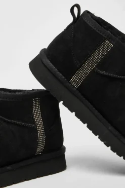 Ankle Boots*Quiz Faux Suede Diamante Ankle Boots Black