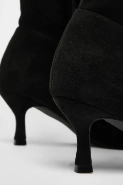 Heeled Boots*Quiz Faux Suede Low Heeled Boots Black