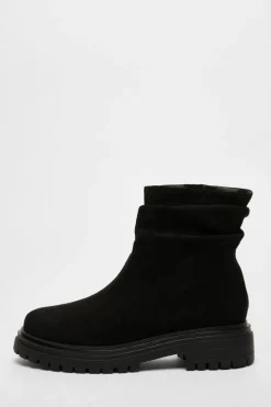 Ankle Boots*Quiz Faux Suede Ruched Ankle Boots Black
