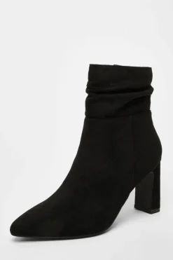 Ankle Boots*Quiz Faux Suede Ruched Ankle Boots Black