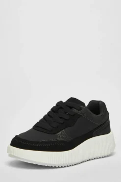 Trainers*Quiz Glitter Chunky Trainers Black