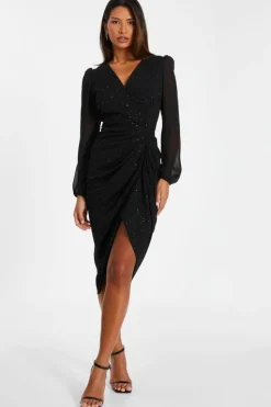 Midi Dresses*Quiz Glitter Midi Dress Black