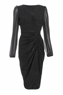 Midi Dresses*Quiz Glitter Midi Dress Black