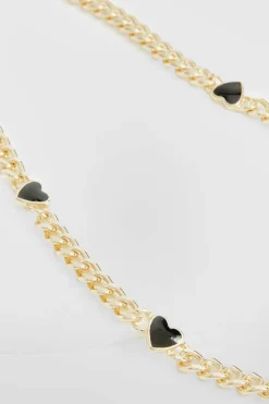 Necklaces*boohoo Black Heart Chain Necklace gold