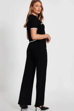 Cardigans*Quiz Knit Contrast Top Black