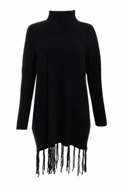 Jumpers*Quiz Knit Tassel Hem Jumper Black