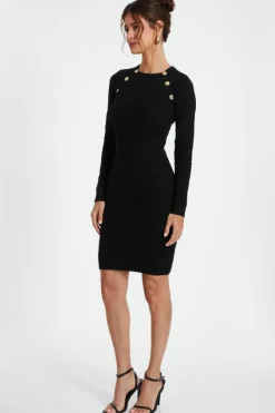 Jumper Dresses|Jumper Dresses*Quiz Knitted Jacquard Mini Dress Black