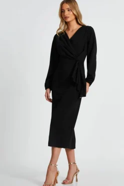 Midi Dresses*Quiz Knot Detail Midi Dress Black