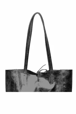 Tote Bags*Sostter Metallic Leather Tote Shopper Bag | BIXNN Black