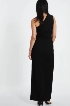 Wrap Dresses*Quiz One Shoulder Wrap Cut Out Maxi Dress Black