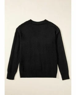Cardigans*Azura Exchange Open Knit Drop Shoulder Sweater Cardigan Black