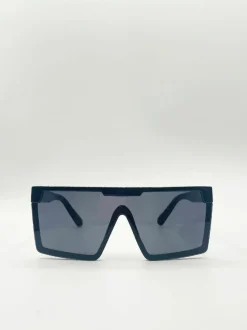 Sunglasses*SVNX Oversized Flat Top Square Frame Sunglasses Black