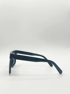 Sunglasses*SVNX Oversized Flat Top Square Frame Sunglasses Black