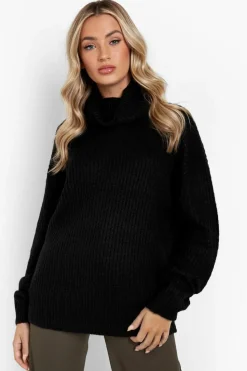 Oversized Jumpers|Jumpers*boohoo Oversized Roll Neck Jumper black