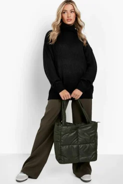 Oversized Jumpers|Jumpers*boohoo Oversized Roll Neck Jumper black