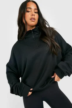 Sweatshirts|Hoodies & Sweatshirts*boohoo Petite Basic Half Zip Sweater black