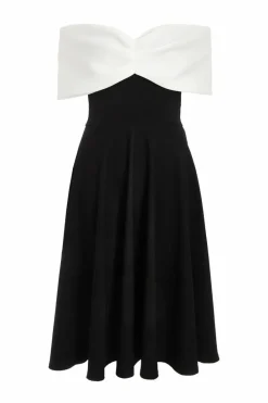 Midi Dresses*Quiz Petite Contrast Bardot Midi Dress Black