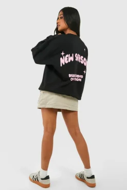 Sweatshirts|Hoodies & Sweatshirts*boohoo Petite New Season Bubble Slogan Sweatshirt black