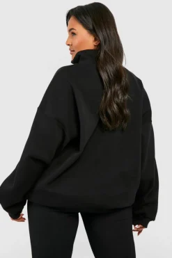 Sweatshirts|Dsgn Studio*boohoo Plus Dsgn Studio Script Half Zip Sweatshirt black