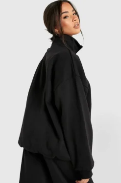 Sweatshirts|Hoodies & Sweatshirts*boohoo Premium Half Zip Sweatshirt black