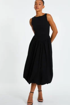 Midi Dresses*Quiz Puff Ball Midi Dress Black