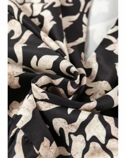 A Line Dresses*Azura Exchange Retro Floral Mixed Print Split Neck A-line Dress Black
