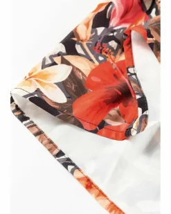 A Line Dresses*Azura Exchange Retro Floral Mixed Print Split Neck A-line Dress Black
