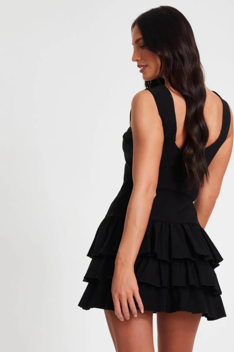 Skater Dresses*Quiz Ruffle Mini Dress Black