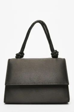 Handbags*Quiz Satin Top Handle Bag Black
