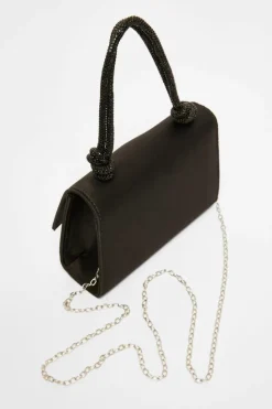 Handbags*Quiz Satin Top Handle Bag Black
