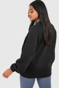 Sweatshirts|Hoodies & Sweatshirts*boohoo Seam Detail Half Zip Oversized Sweatshirt black